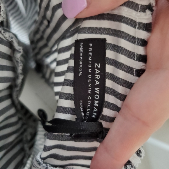 ZARA Grey/White Stripe Ruffled Shirt - Picture 3 of 9